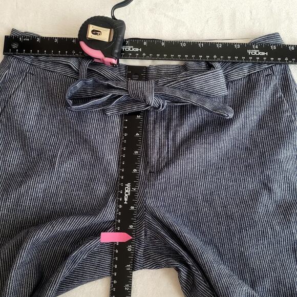 Banana Republic‎ Sz 6 Blue White Avery Herringbone Tie Waist Tailored Ankle Pant - Picture 7 of 8